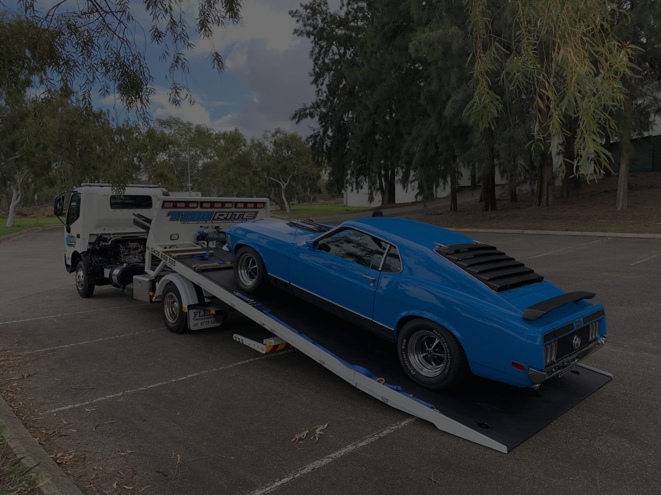 Classic Ford Mustang Mach 1 on Tow Rite flatbed Perth